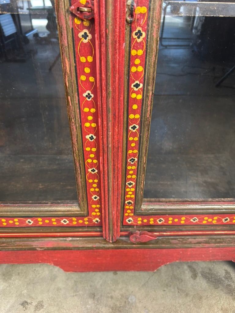 Vintage Hand-Painted Rajasthani Display Cabinet – Slim 12" Depth - 9