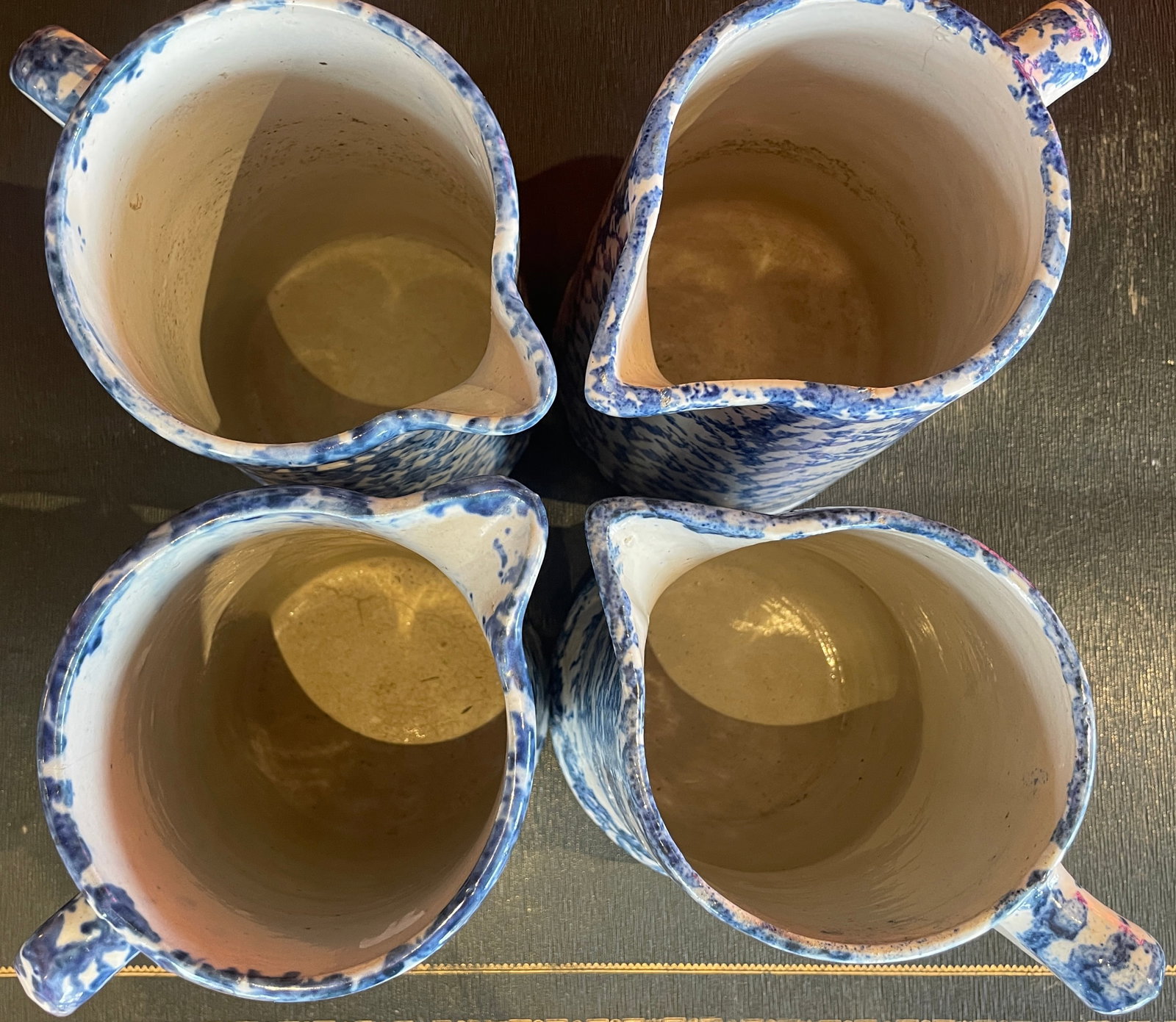 Set of Five Antique English Spongeware C. 1870-1890 - 4