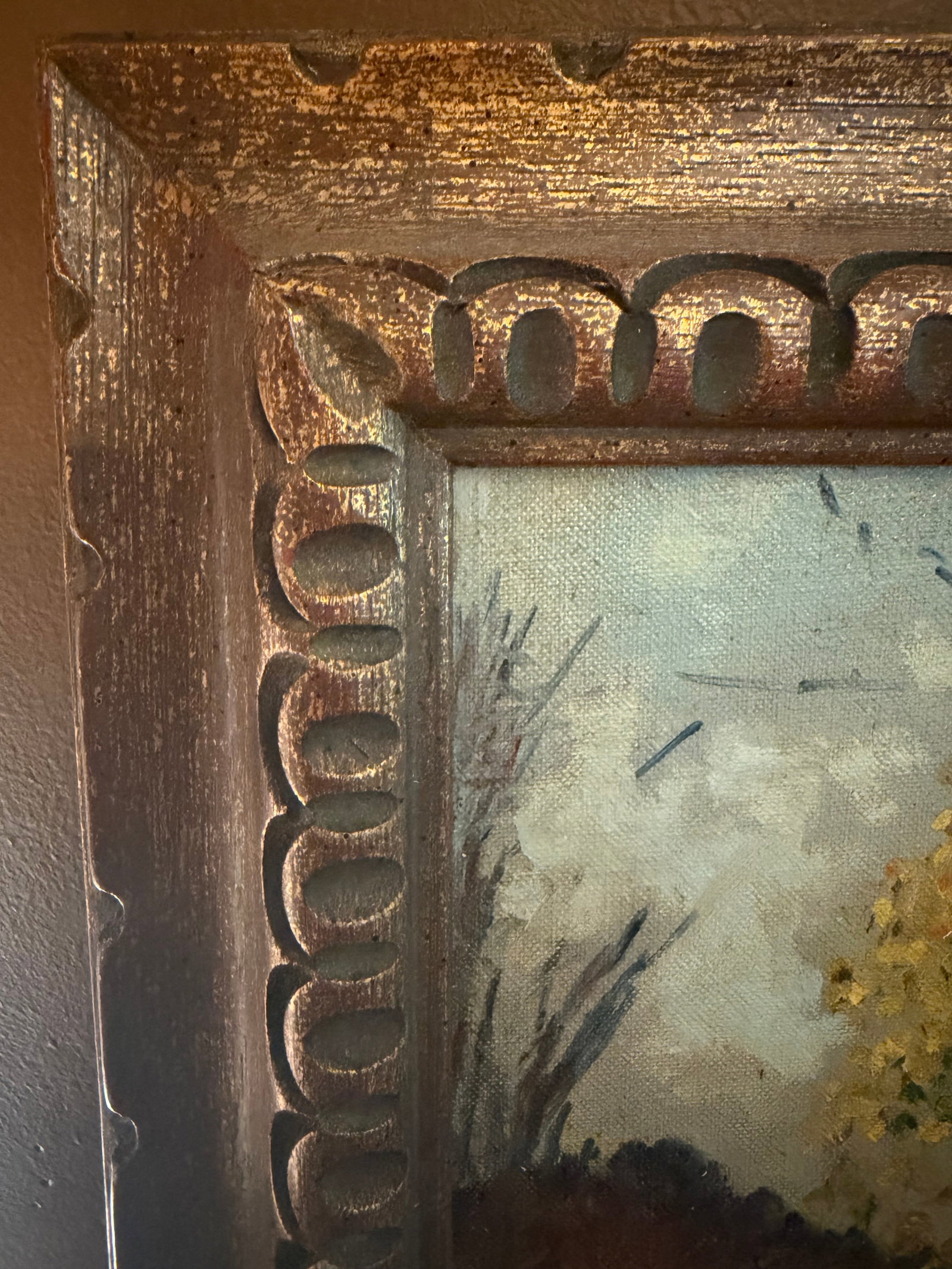 1952 Original Oil Painting Pocono Mountains Landscape: The Eric Danisch Estate Barn, Scotrun Pa - 5