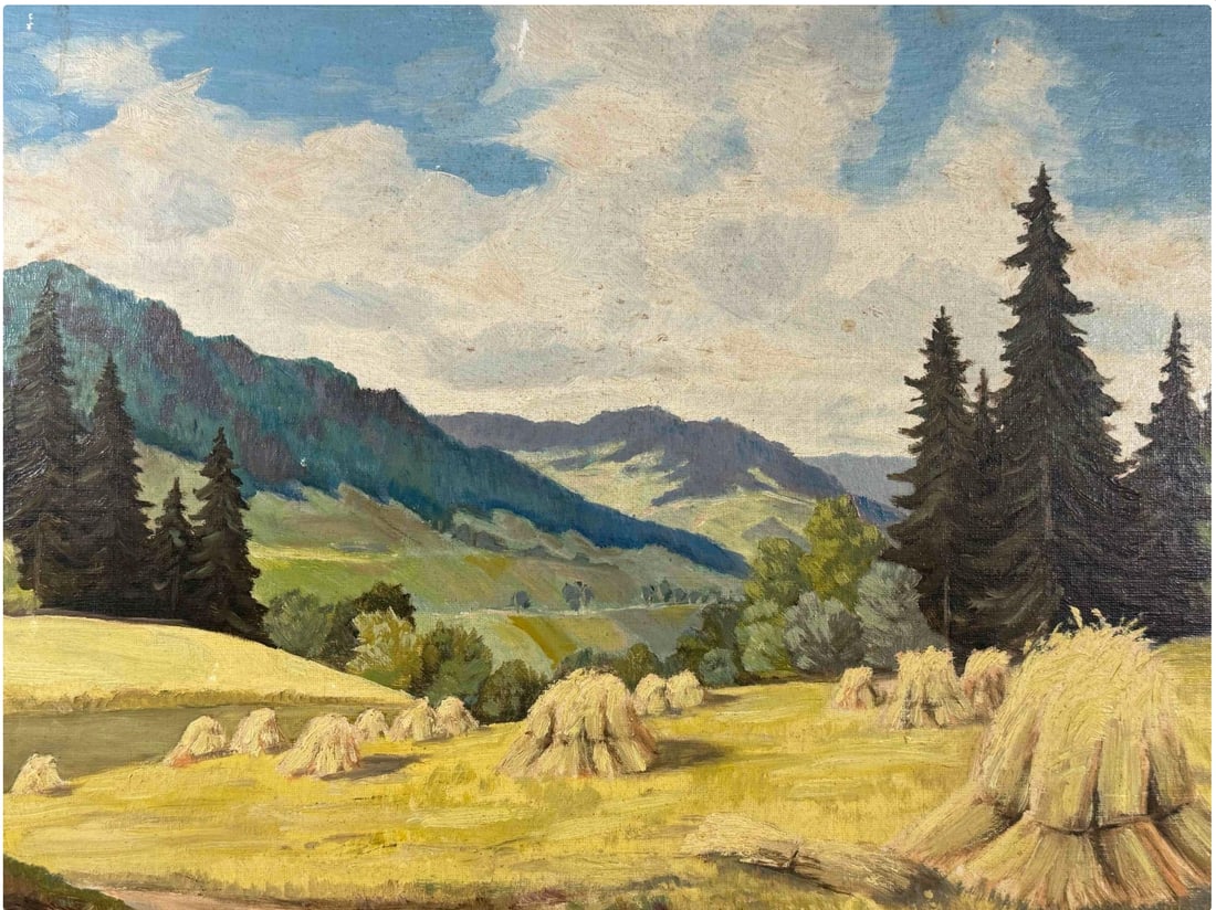 Signed 1959 H. Hellmann Mountain Landscape Painting - 2