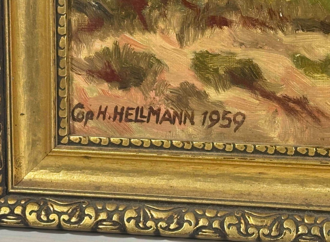 Signed 1959 H. Hellmann Mountain Landscape Painting - 4