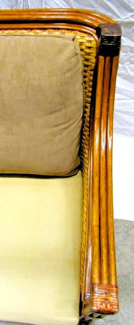 1970s Vintage Rattan Wicker Mandalay Chair With Cushions - 12