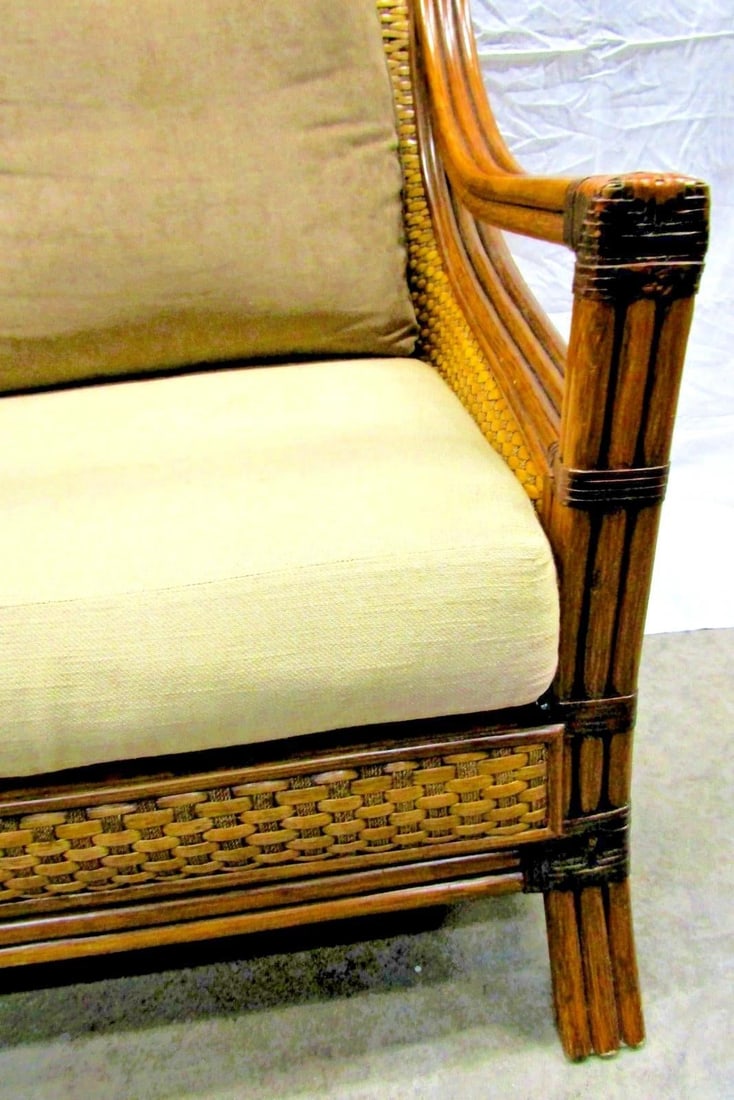 1970s Vintage Rattan Wicker Mandalay Chair With Cushions - 14