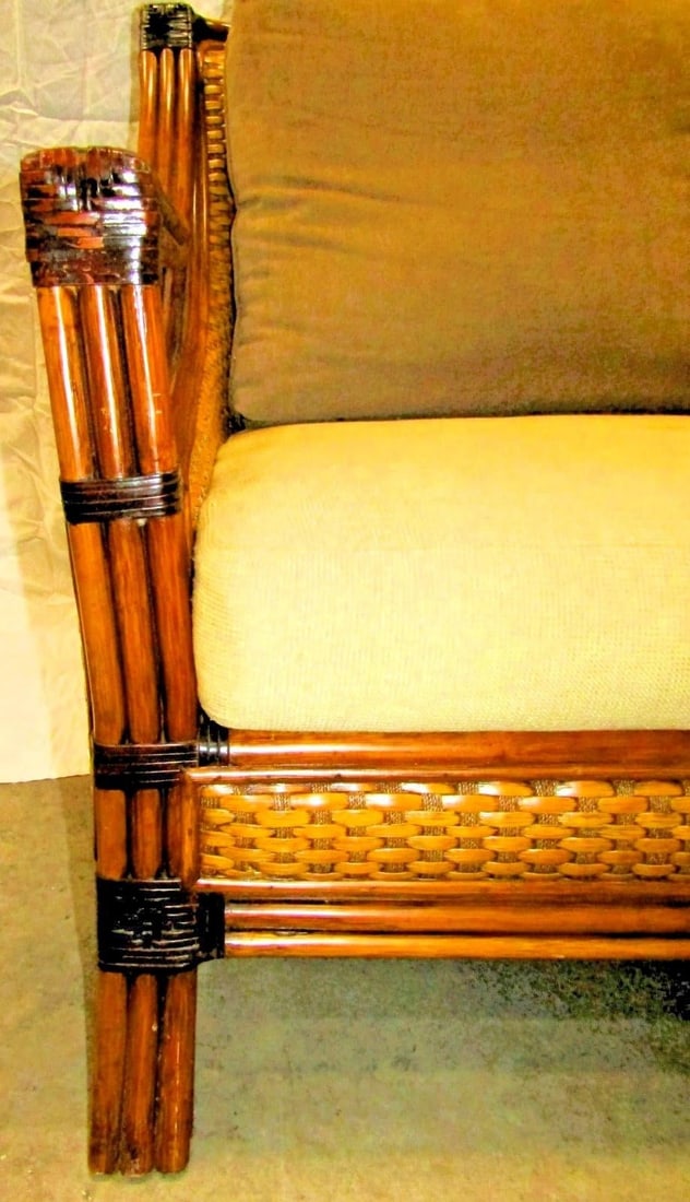 1970s Vintage Rattan Wicker Mandalay Chair With Cushions - 15