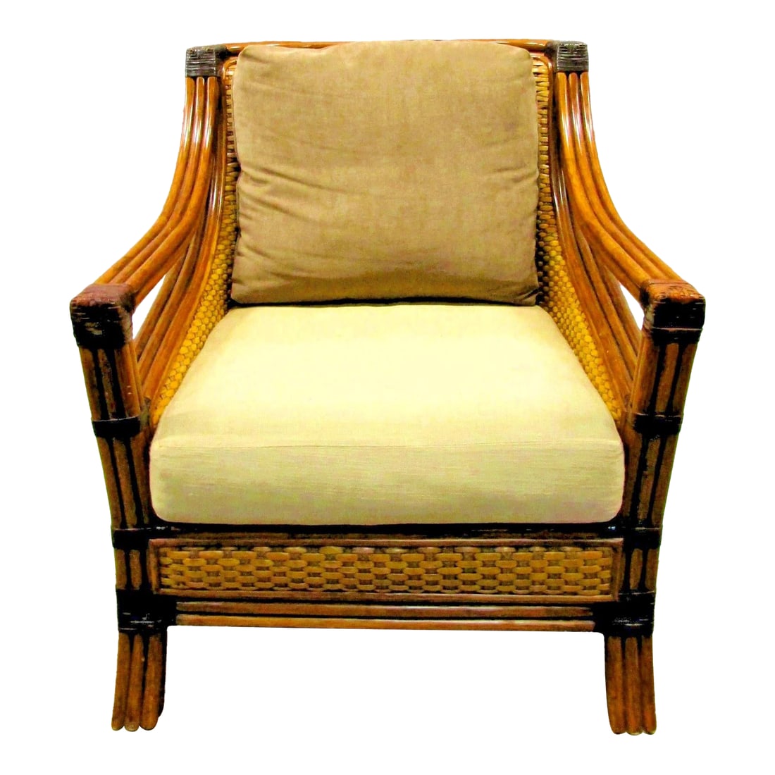 1970s Vintage Rattan Wicker Mandalay Chair With Cushions (1 of 17)