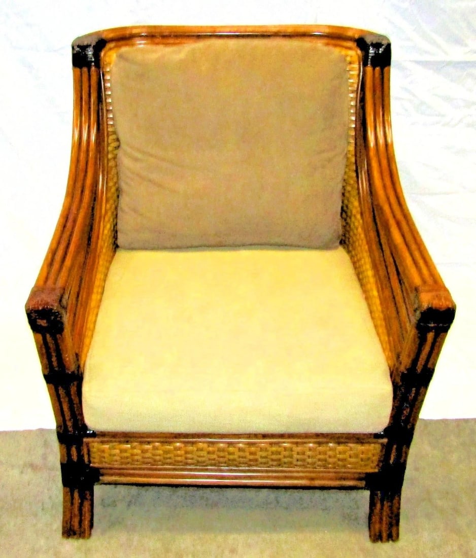 1970s Vintage Rattan Wicker Mandalay Chair With Cushions - 2