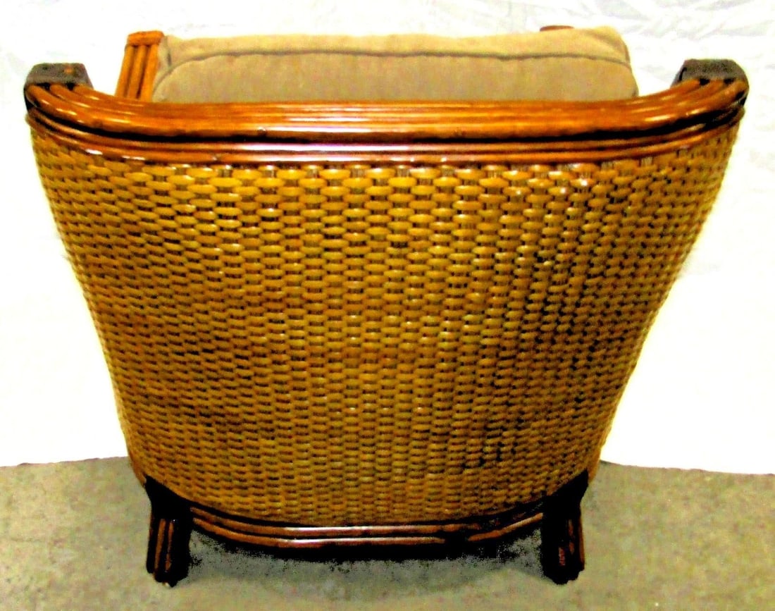 1970s Vintage Rattan Wicker Mandalay Chair With Cushions - 7