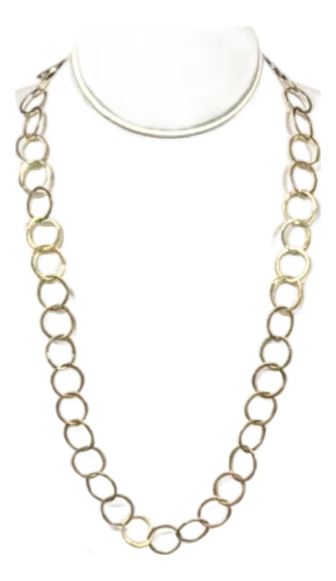 14 Yellow Gold Open Circle Link Necklace, 15" Drop (1 of 8)