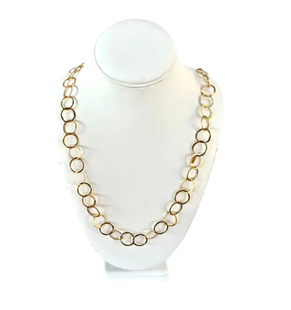 14 Yellow Gold Open Circle Link Necklace, 15" Drop - 2