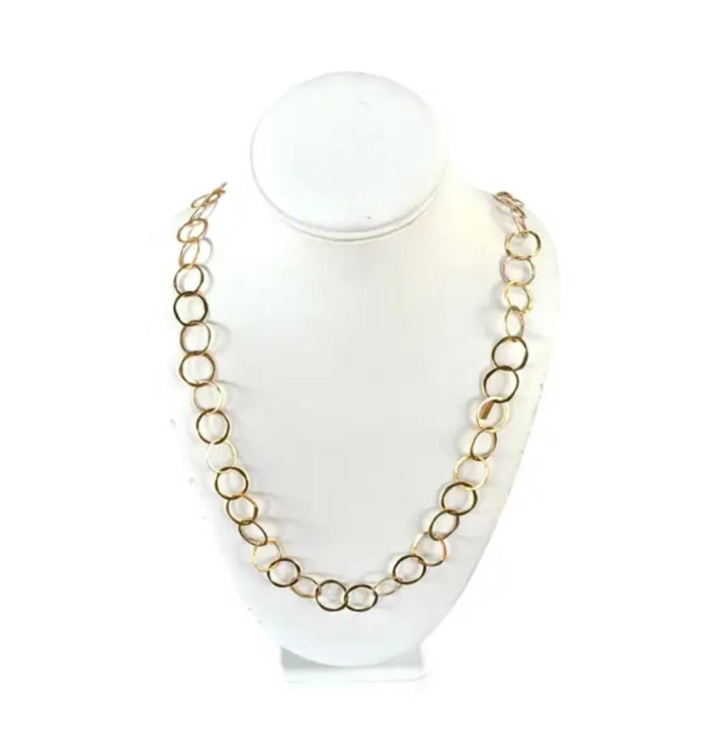 14 Yellow Gold Open Circle Link Necklace, 15" Drop - 3