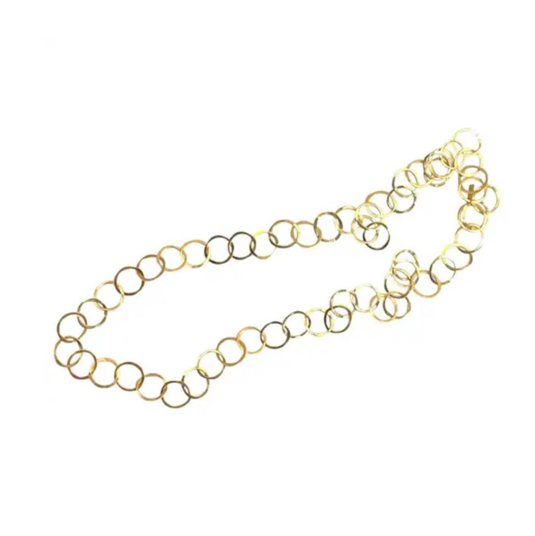 14 Yellow Gold Open Circle Link Necklace, 15" Drop - 4