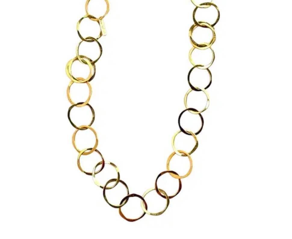 14 Yellow Gold Open Circle Link Necklace, 15" Drop - 5