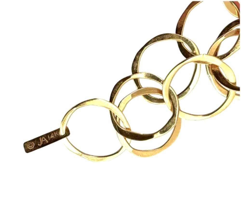 14 Yellow Gold Open Circle Link Necklace, 15" Drop - 6
