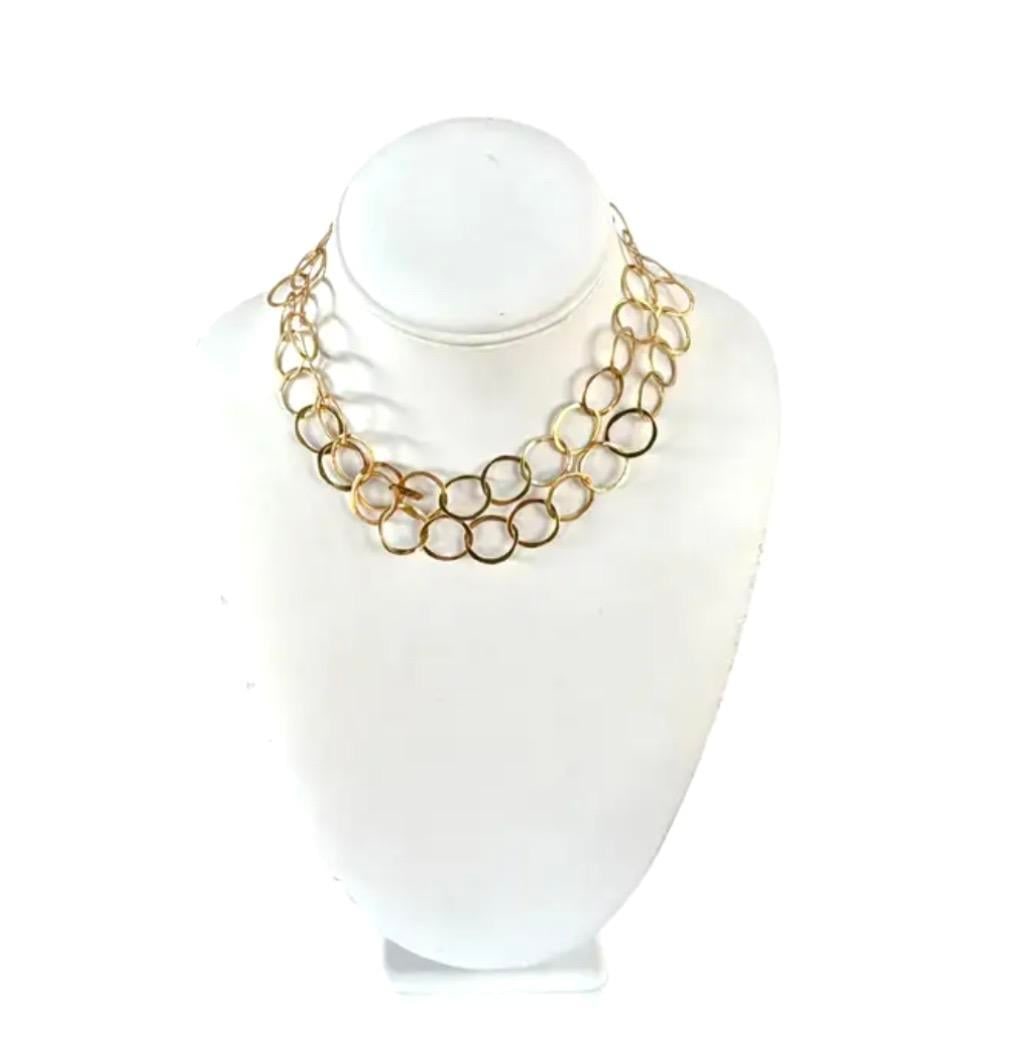14 Yellow Gold Open Circle Link Necklace, 15" Drop - 7