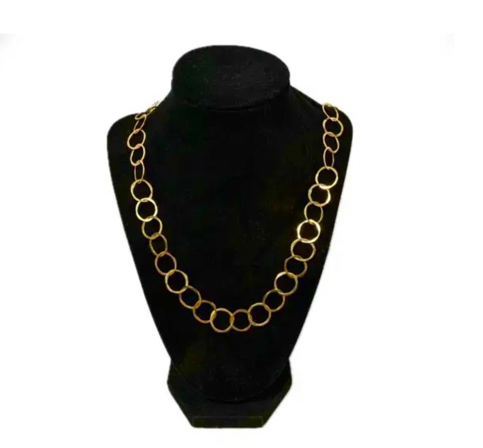 14 Yellow Gold Open Circle Link Necklace, 15" Drop - 8