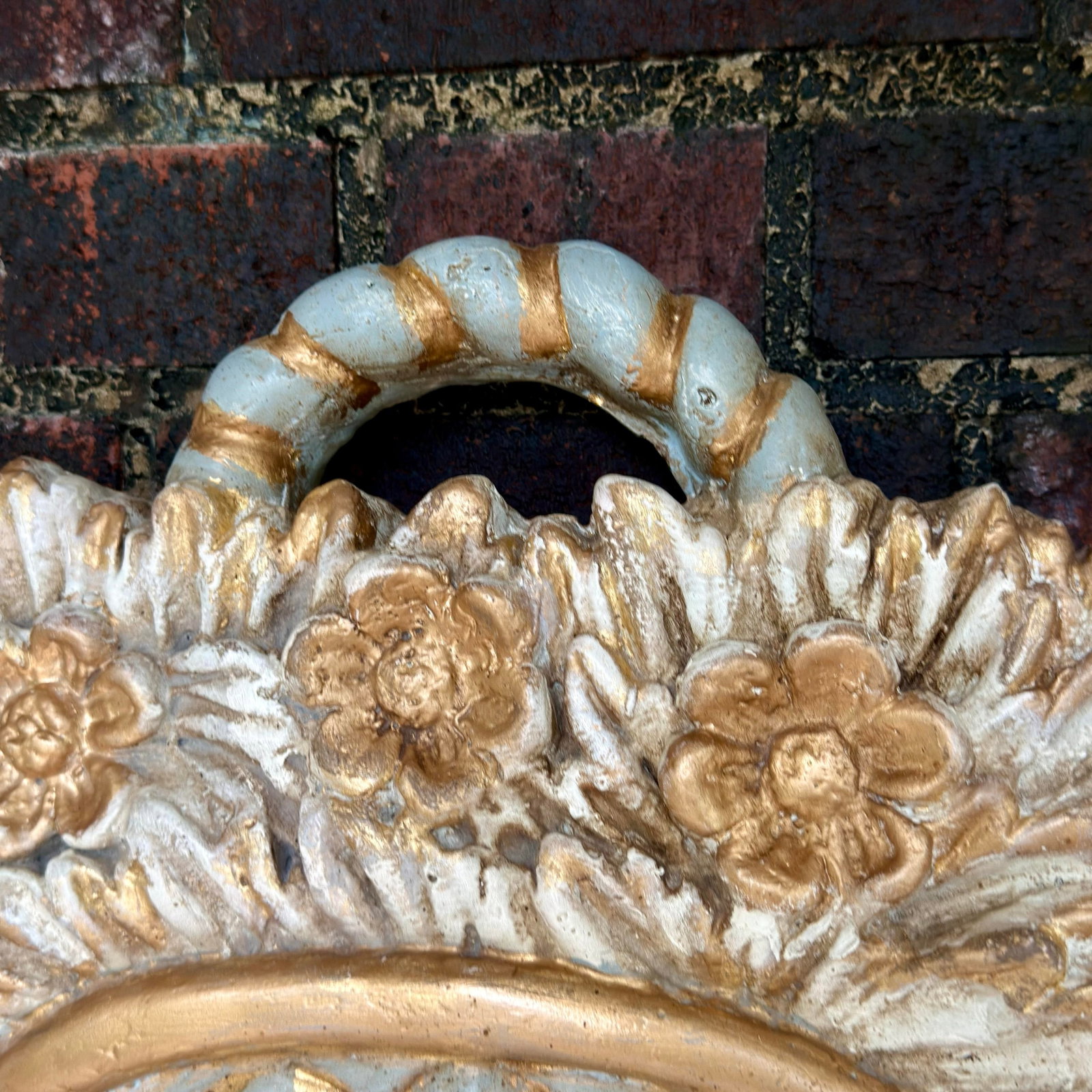Late 20th Century Wood & Gesso Parcel Gilt Newly Painted Chambray Blue Louis XVI Wall Mirror - Mario - 4