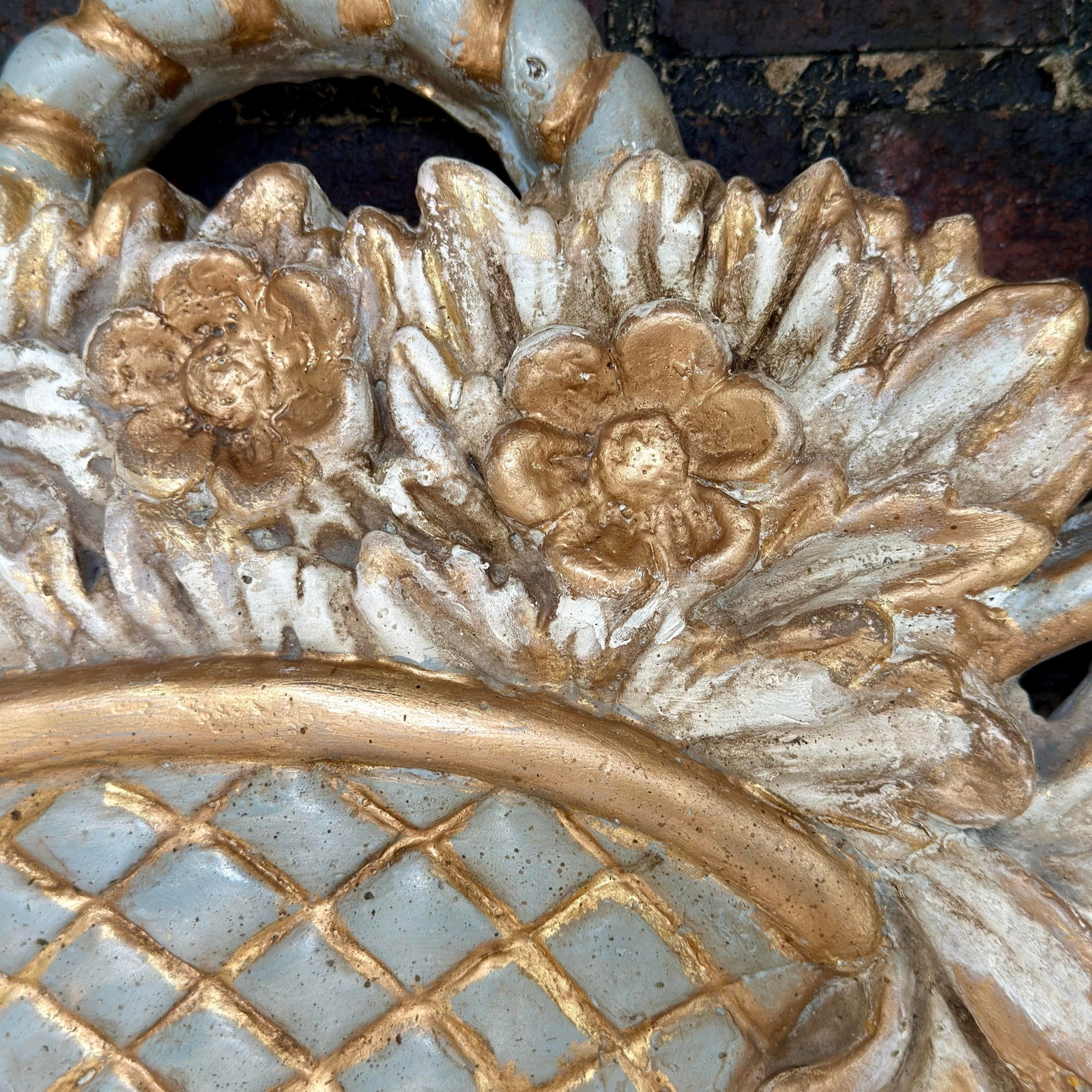 Late 20th Century Wood & Gesso Parcel Gilt Newly Painted Chambray Blue Louis XVI Wall Mirror - Mario - 5