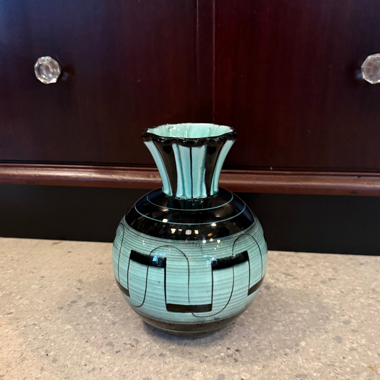 Mid 20th Century Swedish Art Deco Geometric Art Pottery Vase by Ilse Claesson for Rörstrand - 2