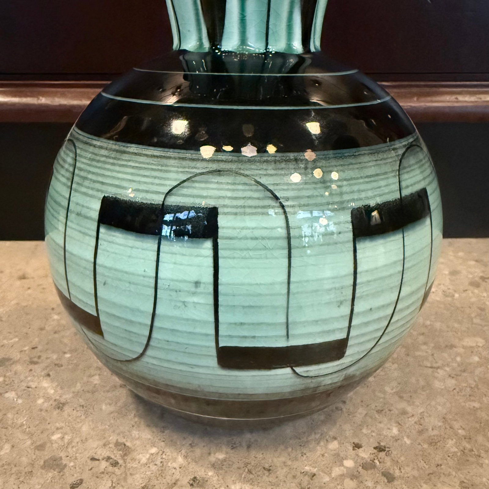 Mid 20th Century Swedish Art Deco Geometric Art Pottery Vase by Ilse Claesson for Rörstrand - 4