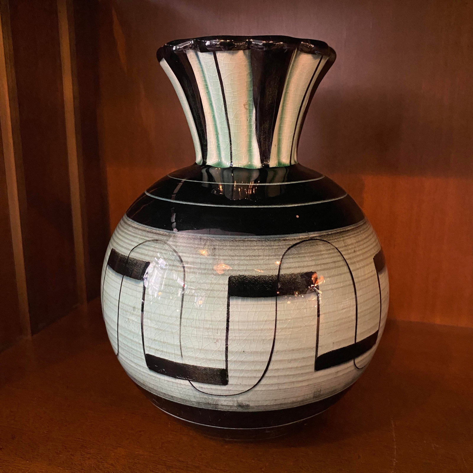 Mid 20th Century Swedish Art Deco Geometric Art Pottery Vase by Ilse Claesson for Rörstrand - 7