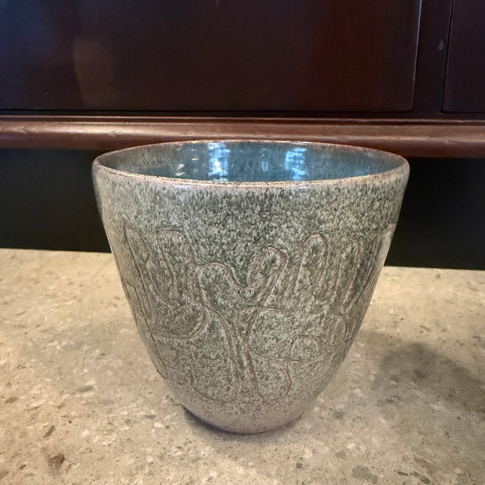 Set of 2 20thC. Mid-Century Modern Primitive Incised Art Pottery Bowls - 7