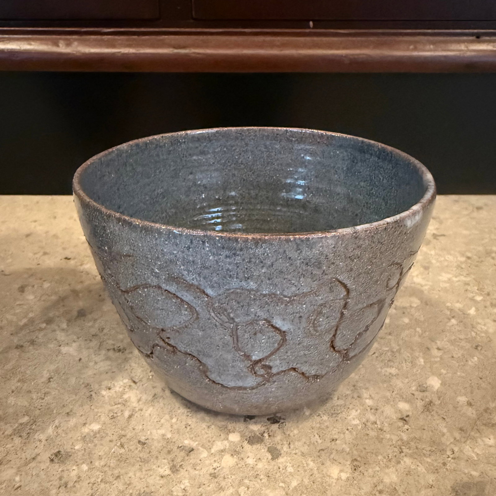 Set of 2 20thC. Mid-Century Modern Primitive Incised Art Pottery Bowls - 8