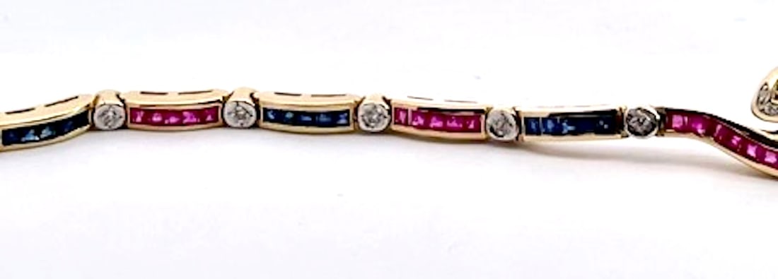 Vintage Yellow Gold Snake Bracelet With Emeralds, Rubies, and Diamonds - 12