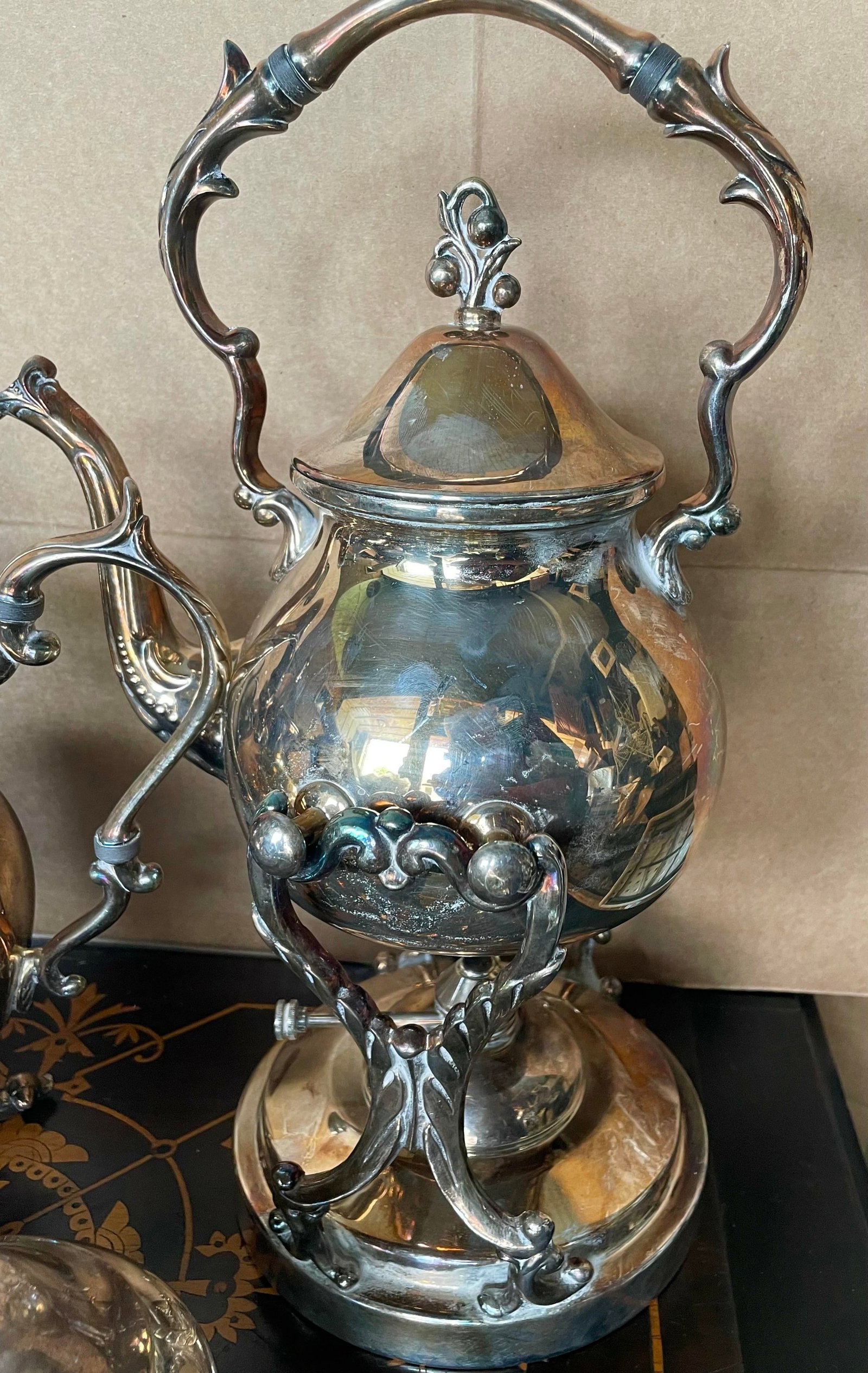 Mid 20th Century Birmingham Silver Co Silver Plate Tea Set Coffee Service Kettle on Stand Teapot - 6 - 10