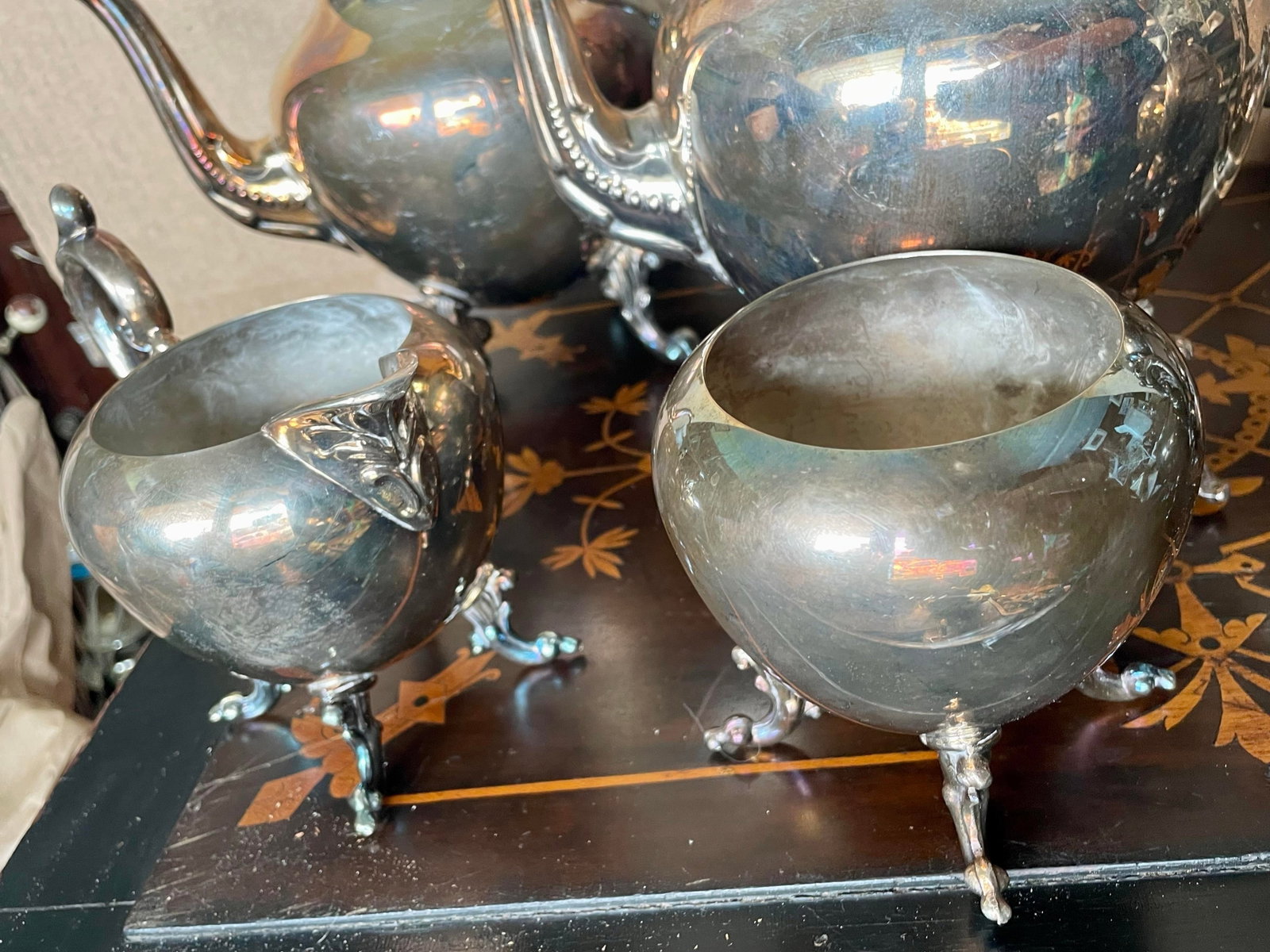 Mid 20th Century Birmingham Silver Co Silver Plate Tea Set Coffee Service Kettle on Stand Teapot - 6 - 3