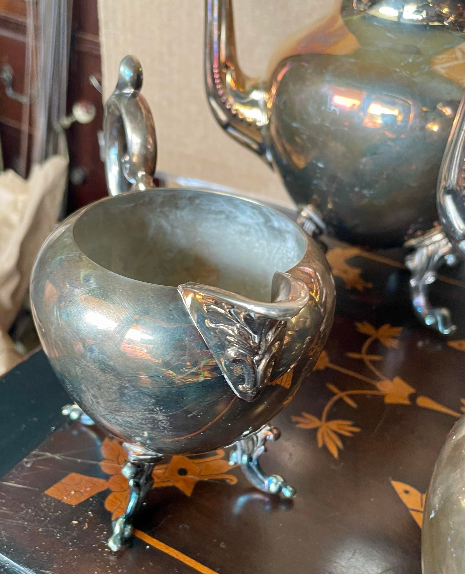 Mid 20th Century Birmingham Silver Co Silver Plate Tea Set Coffee Service Kettle on Stand Teapot - 6 - 4