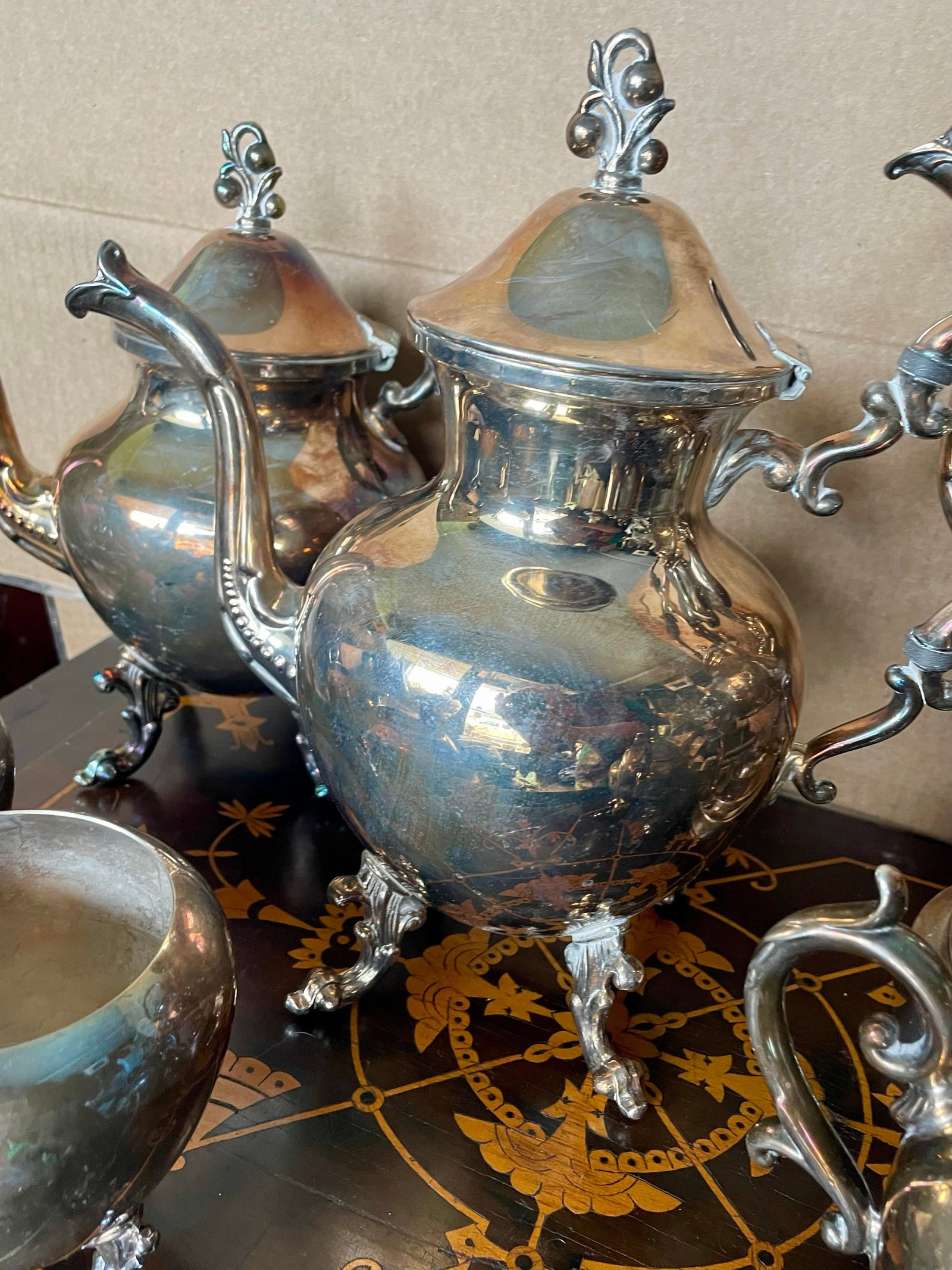 Mid 20th Century Birmingham Silver Co Silver Plate Tea Set Coffee Service Kettle on Stand Teapot - 6 - 7
