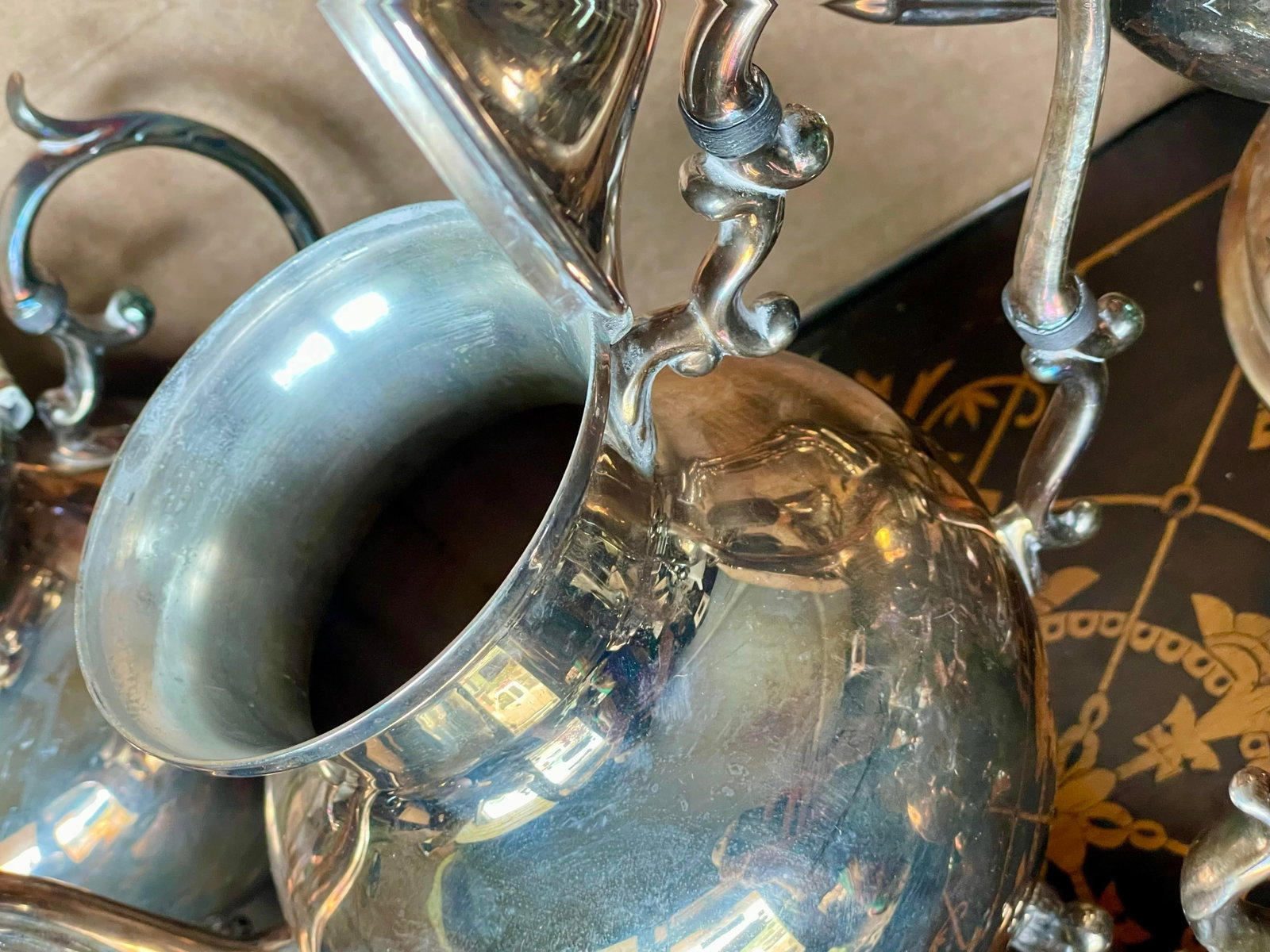 Mid 20th Century Birmingham Silver Co Silver Plate Tea Set Coffee Service Kettle on Stand Teapot - 6 - 8