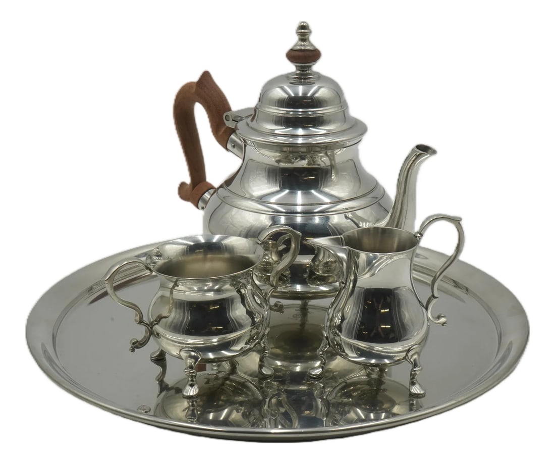 1980s Kirk Stieff Pewter Colonial Williamsburg Tea Service - Set of 4 (1 of 15)