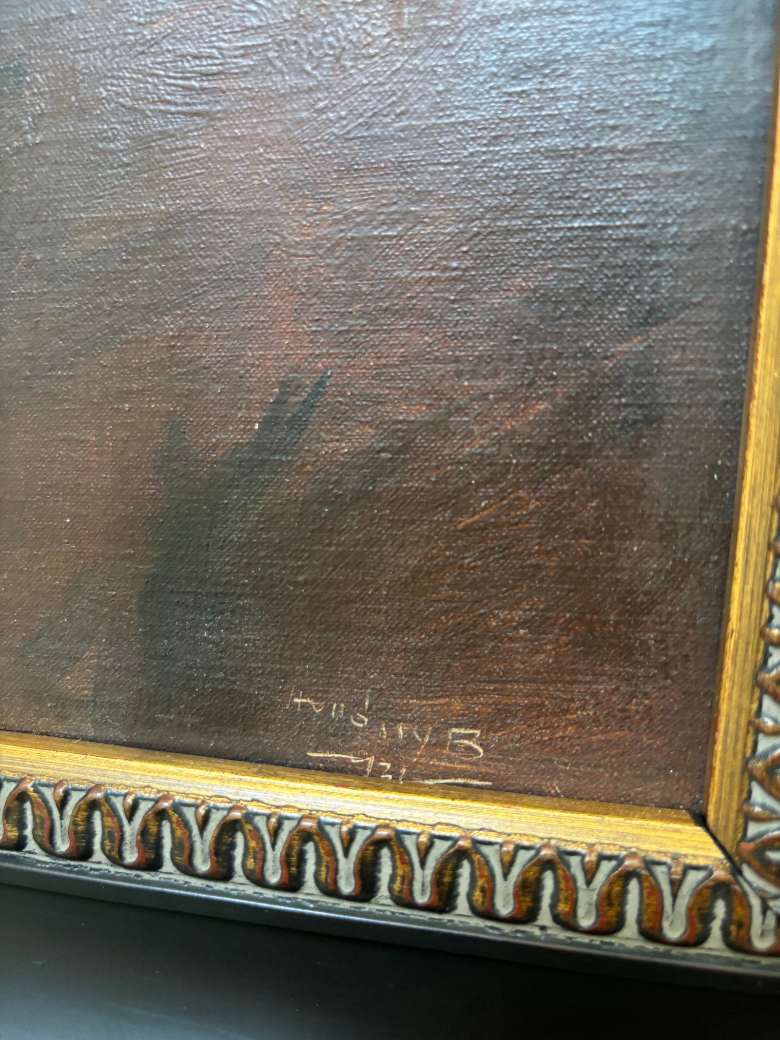 Original Antique European Moody Oil Portrait Painting of Gentleman in Hat Circa 1937 - 8