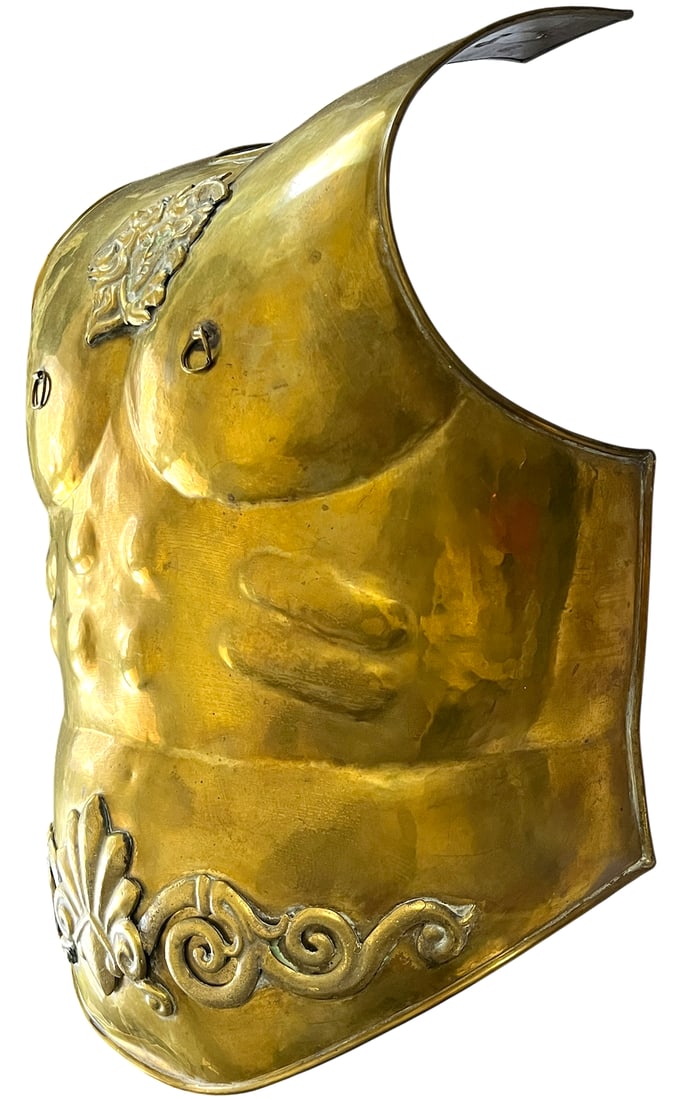 Mid 20th Century Roman Style Life-Size Brass Cuirass Wall Sculpture With Medusa Relief - 2