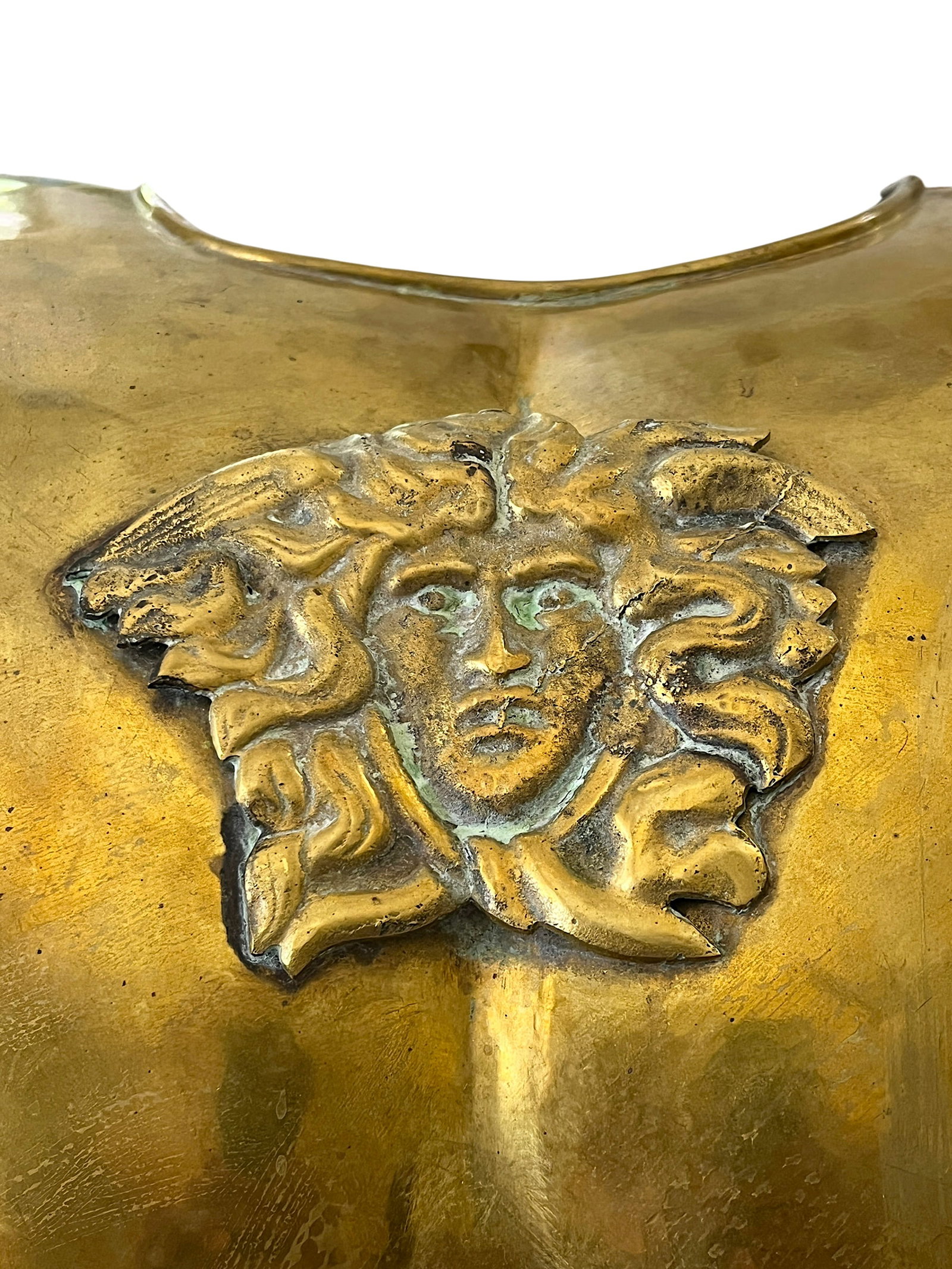 Mid 20th Century Roman Style Life-Size Brass Cuirass Wall Sculpture With Medusa Relief - 7