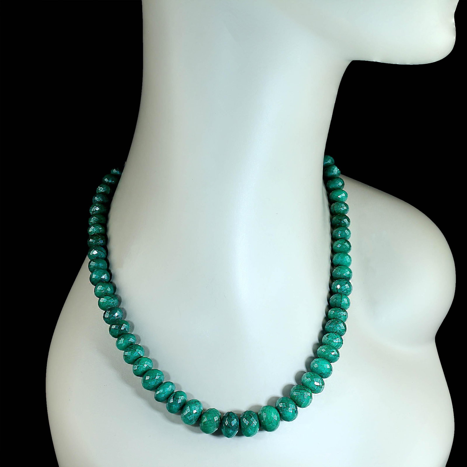 Ajd 14 Inch Expandable Graduated Emerald Rondel Necklace - 2