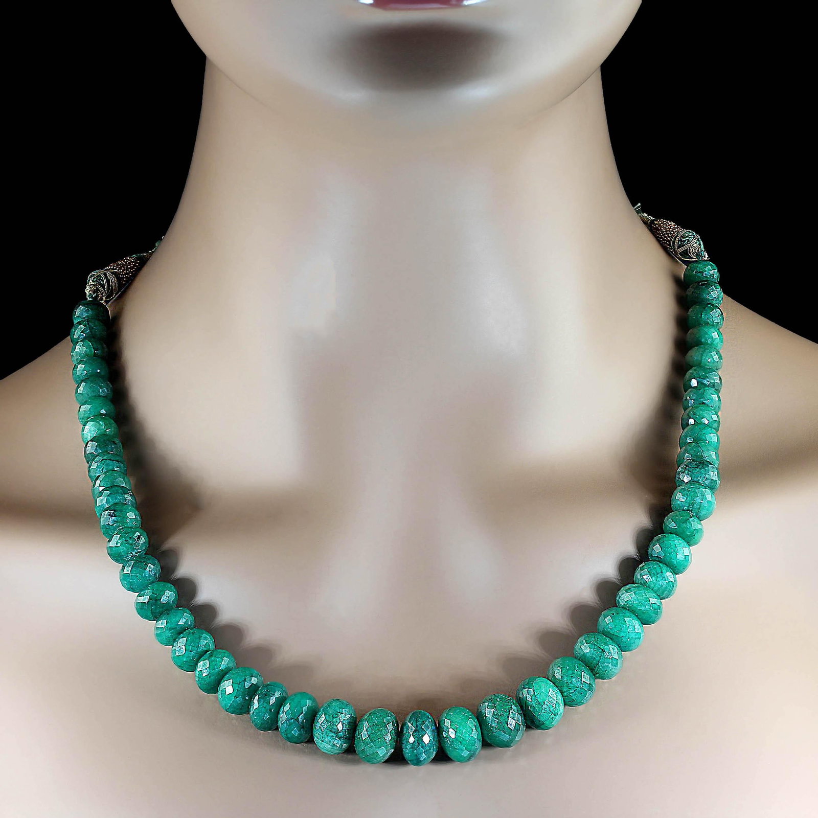 Ajd 14 Inch Expandable Graduated Emerald Rondel Necklace - 3