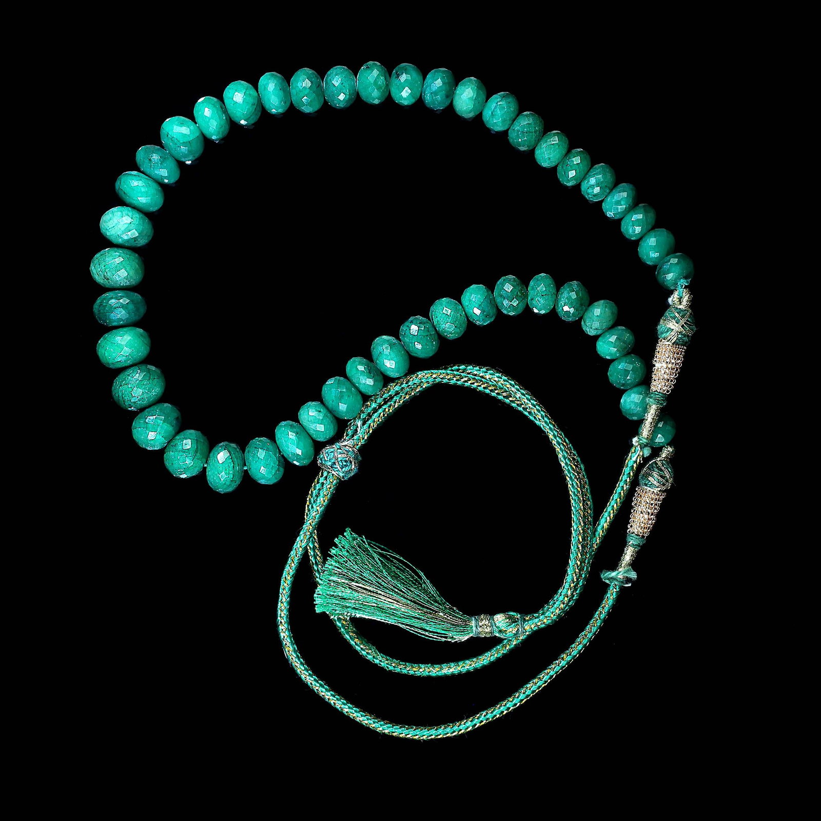 Ajd 14 Inch Expandable Graduated Emerald Rondel Necklace - 4
