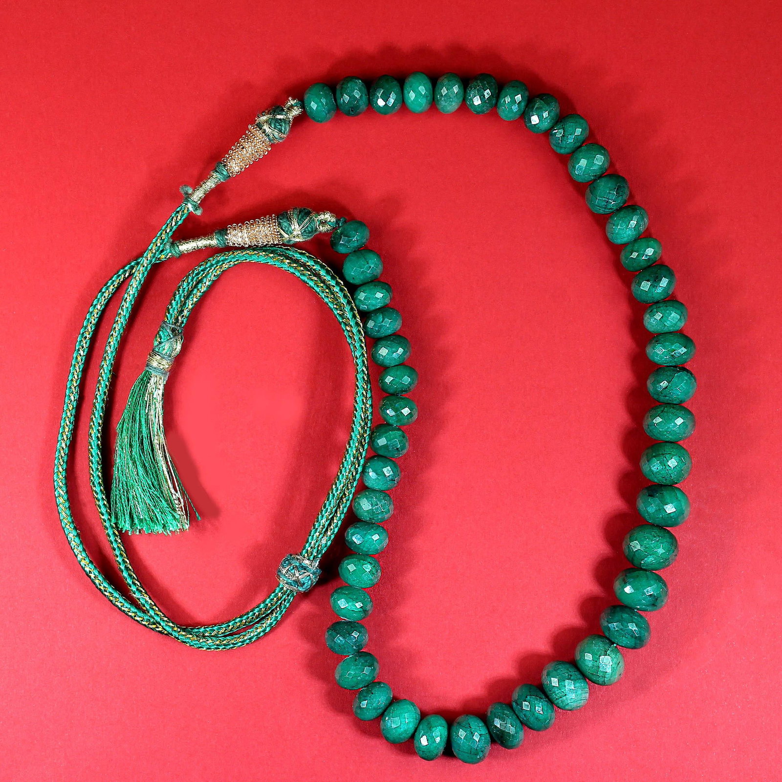 Ajd 14 Inch Expandable Graduated Emerald Rondel Necklace - 5