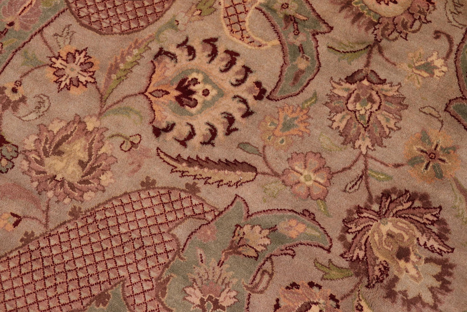 Shabby Chic Art Nouveau 1990's Pak-Persian Green/Green Wool Rug - 9'1'' X 12'4'' - 2