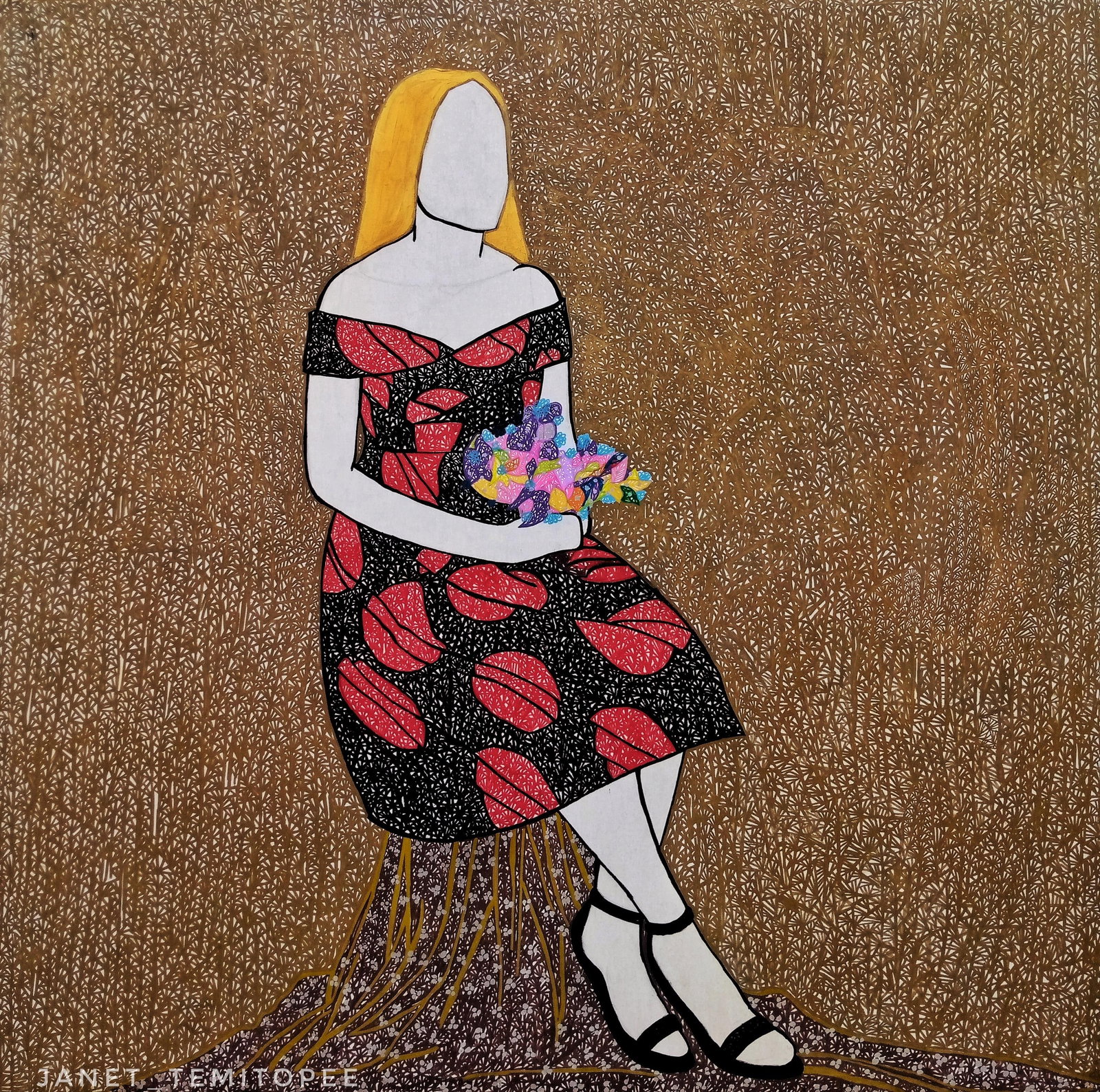 Busayo Is Blossoming, Acrylic on Canvas, Janet Adegoke (2023), Figurative Abstract - 2