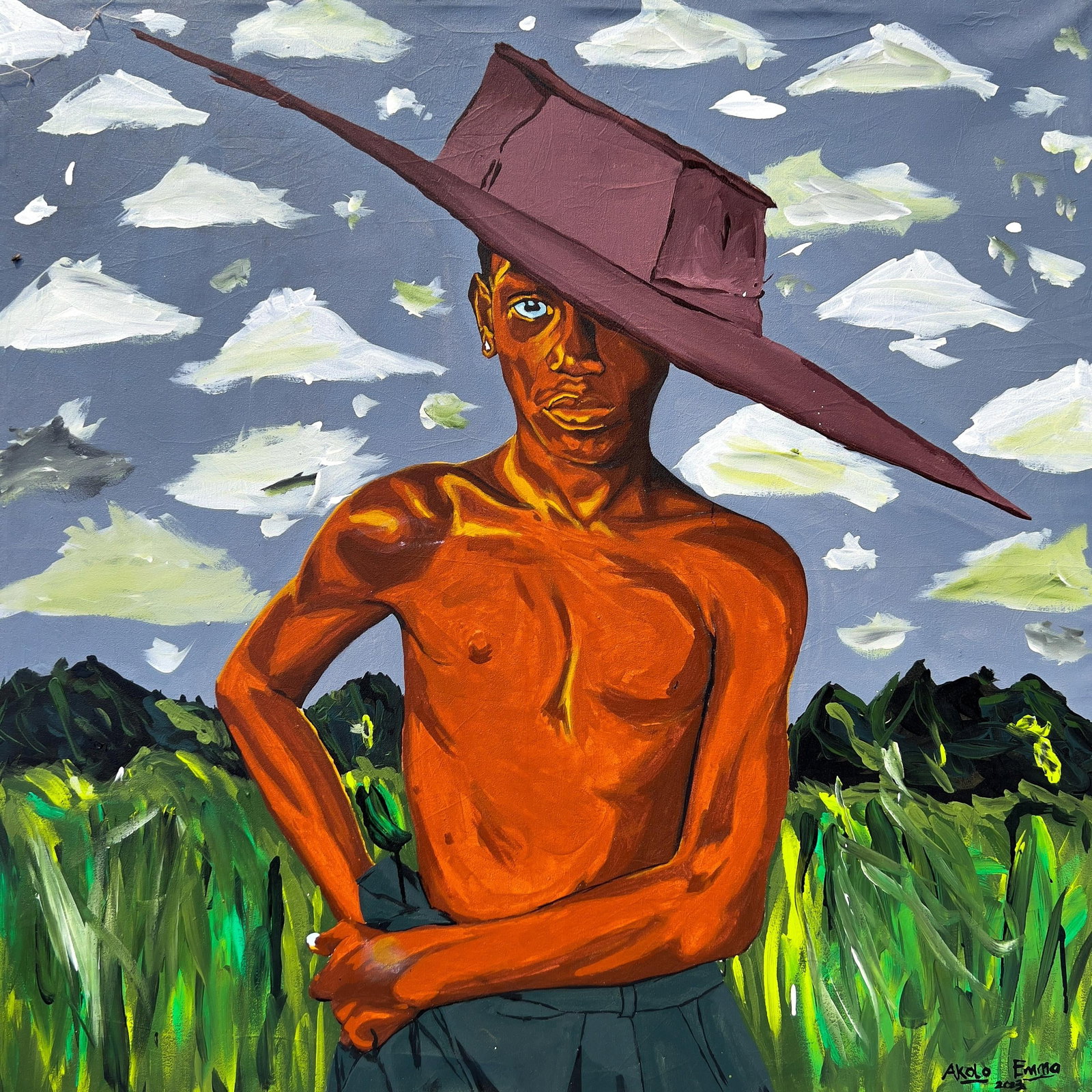 Sky Above Me, Earth Below Me, 2023. Acrylic on Canvas, Emmanuel Akolo, - 2