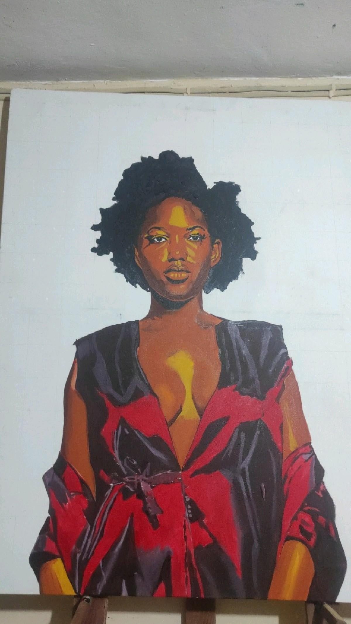 Morning in the Palace, Wall Art, Figurative Painting, Emmanuel Akolo (2022) Acrylic on Canvas - 3
