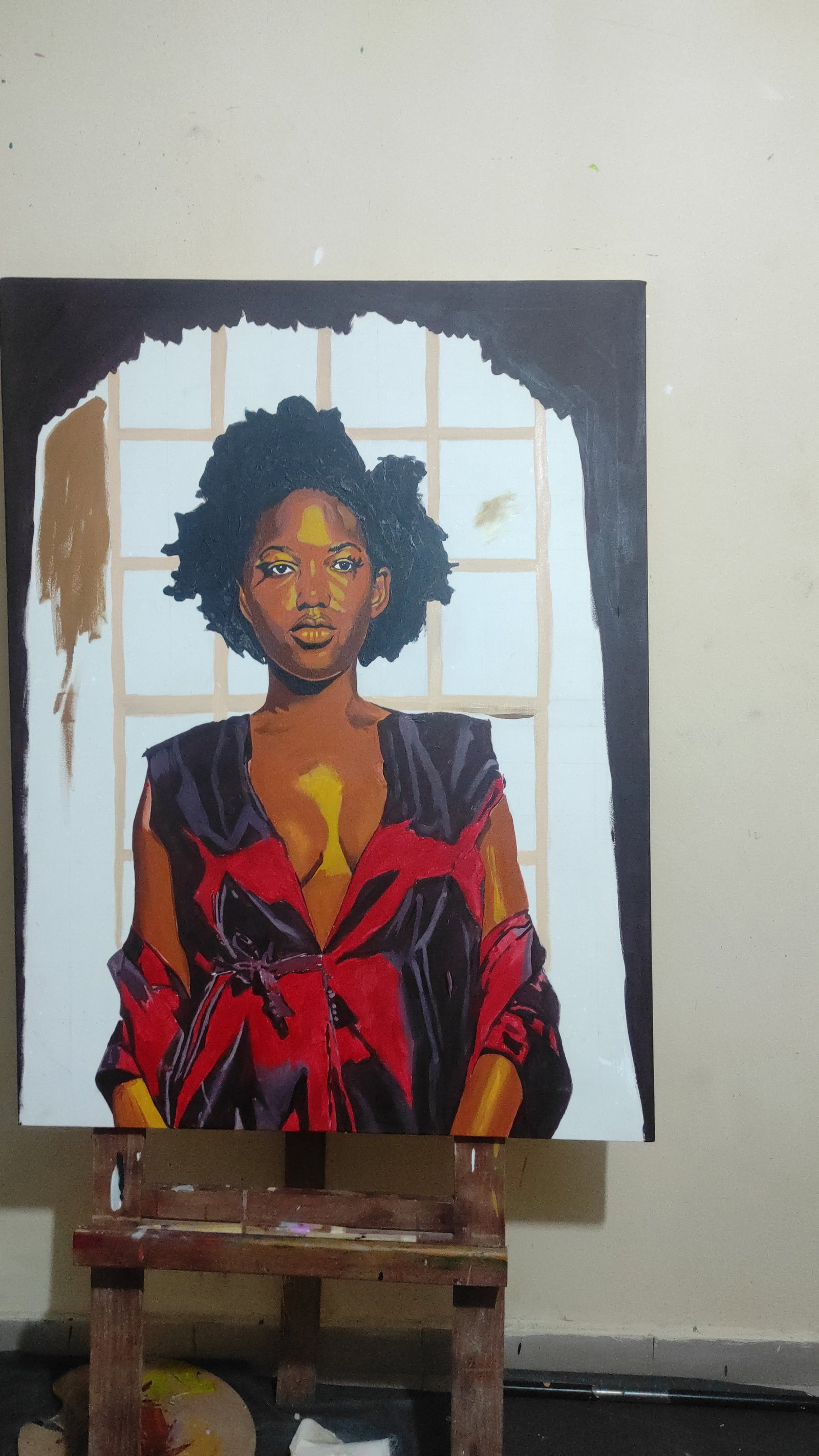 Morning in the Palace, Wall Art, Figurative Painting, Emmanuel Akolo (2022) Acrylic on Canvas - 4