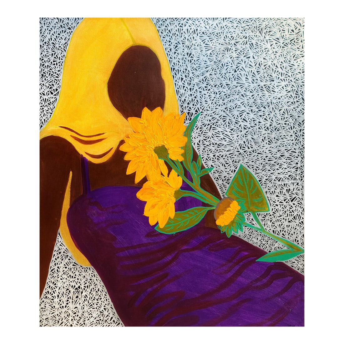 Be Still and Smell Your Flowers, Janet Adegoke (2023), Acrylic on Canvas: Janet Adegoke, Be Still And Smell Your Flowers, 2023 Acrylic on canvas 36 × 42 × 1 in Unique work Includes a Certificate of Authenticity Shipping Procedure Ships in a well-protected tube