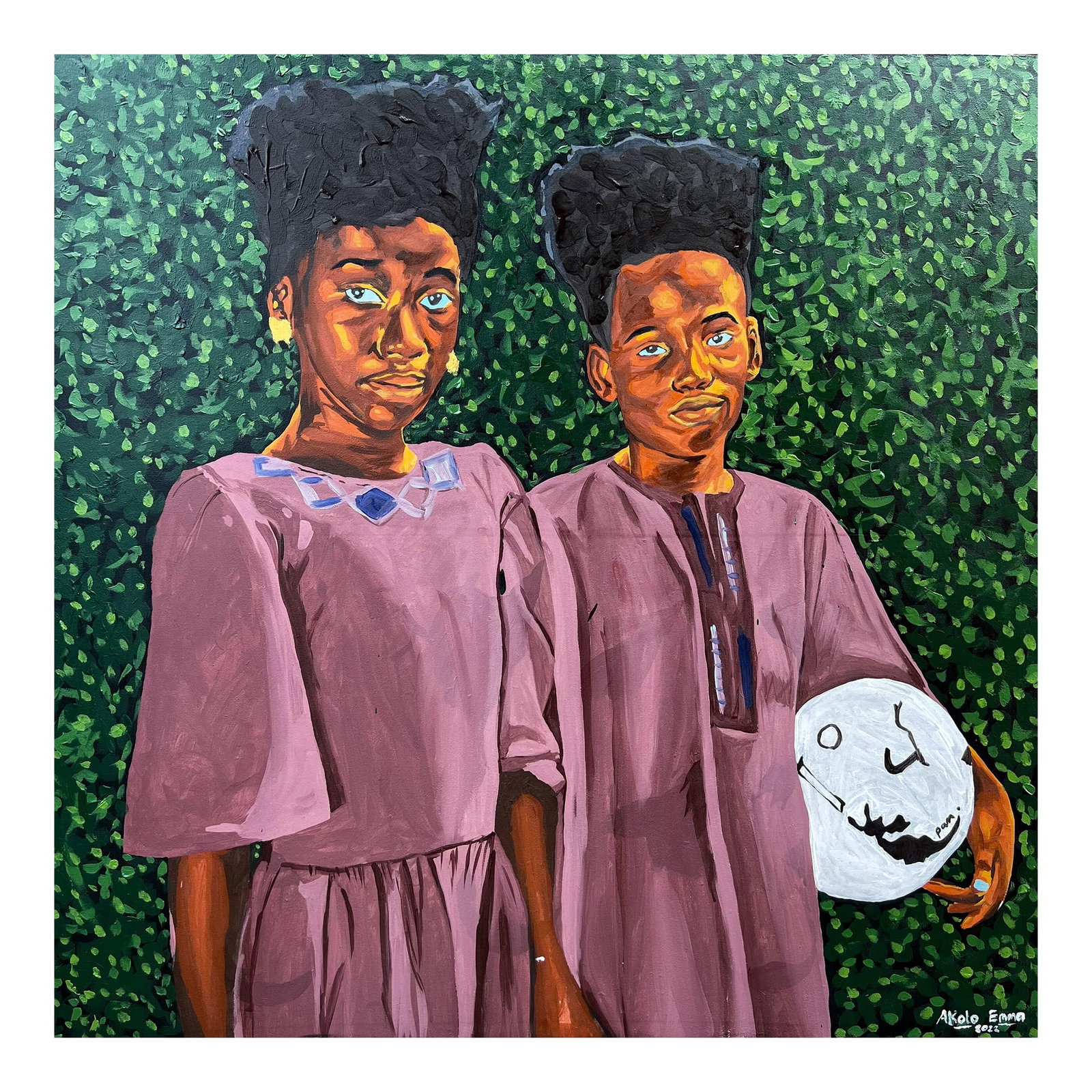 What We Owe to Each Other, 2 , Emmanuel Akolo (2023) , Acrylic on Canvas: What We Owe To Each Other, Samba of the Sun, 2023 Acrylic on canvas 48 × 48 × 1 in Unique work Includes a Certificate of Authenticity Shipping Procedure Ships in a well-protected tube from N