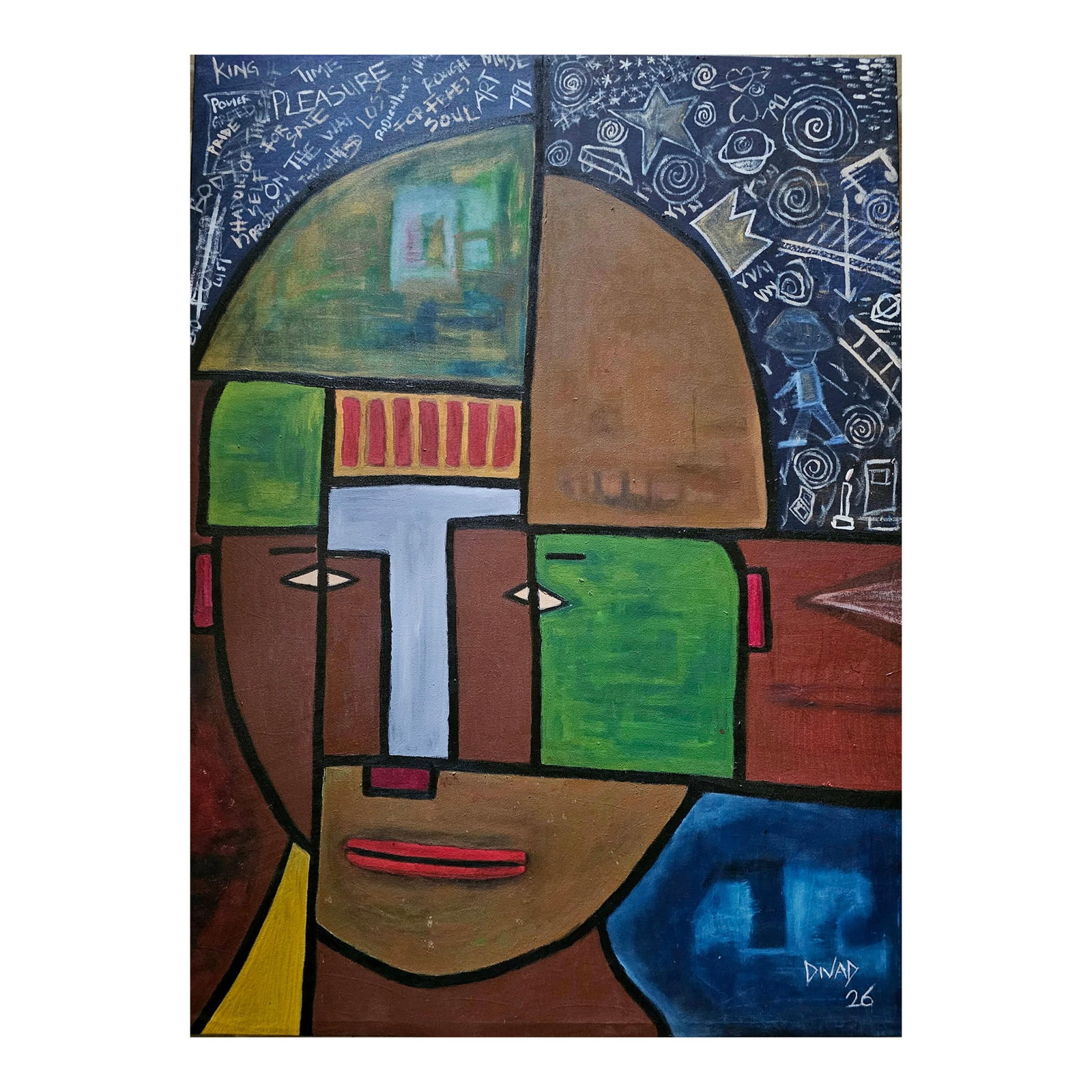 The Organized Mind, Wall Art, Acrylic on Canvas, David Akolo: THE ORGANISED MIND is a portrait of the inner architecture of being.The mind is a landscape where memories, fears, desires, doubts, beliefs and dreams coexist-each demanding to be heard, each shaping 