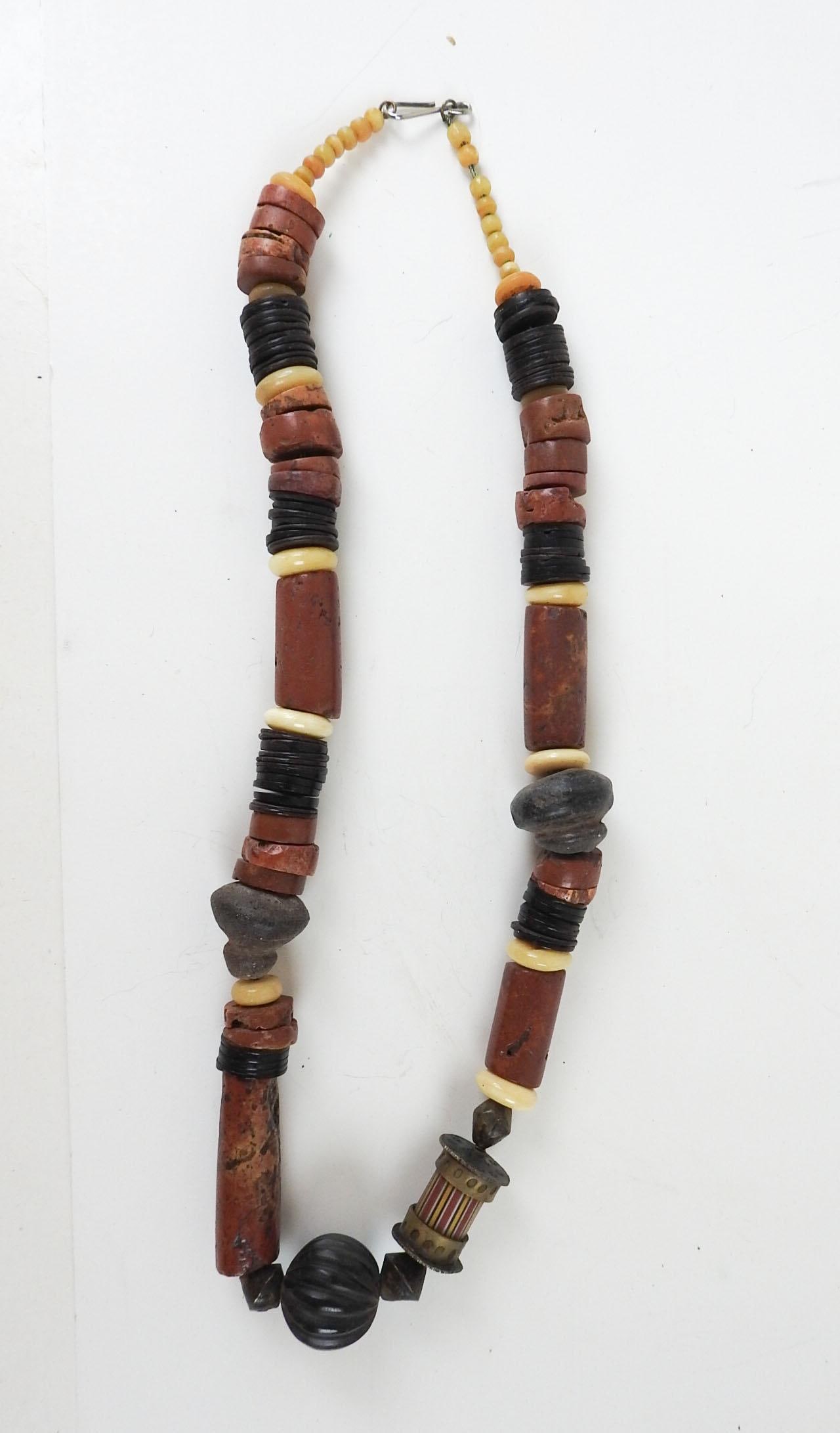 Vintage 1990s Artist Made Tribal Bauxite Pottery Beaded Necklace - 7