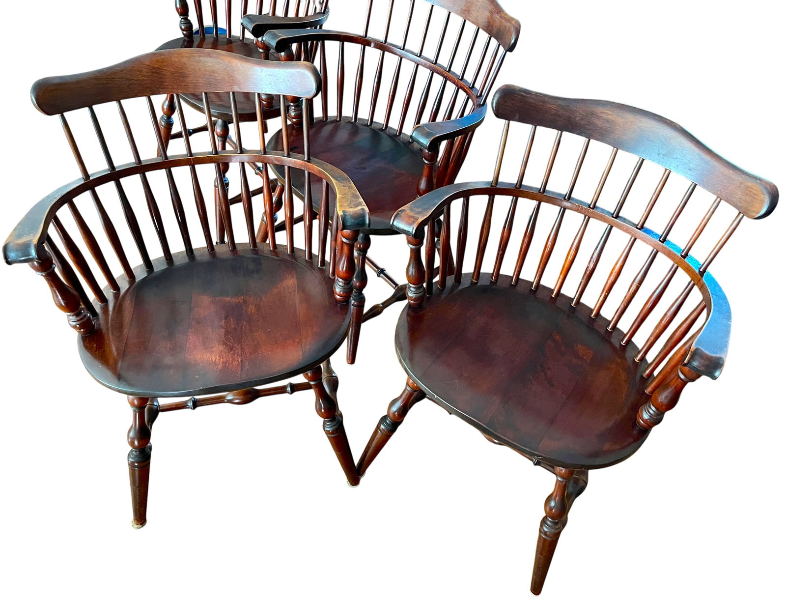 Set of 6 Vintage Bent Brothers Solid Maple Sack-Back Windsor Captain's Dining Chairs, Circa 1940s - 15